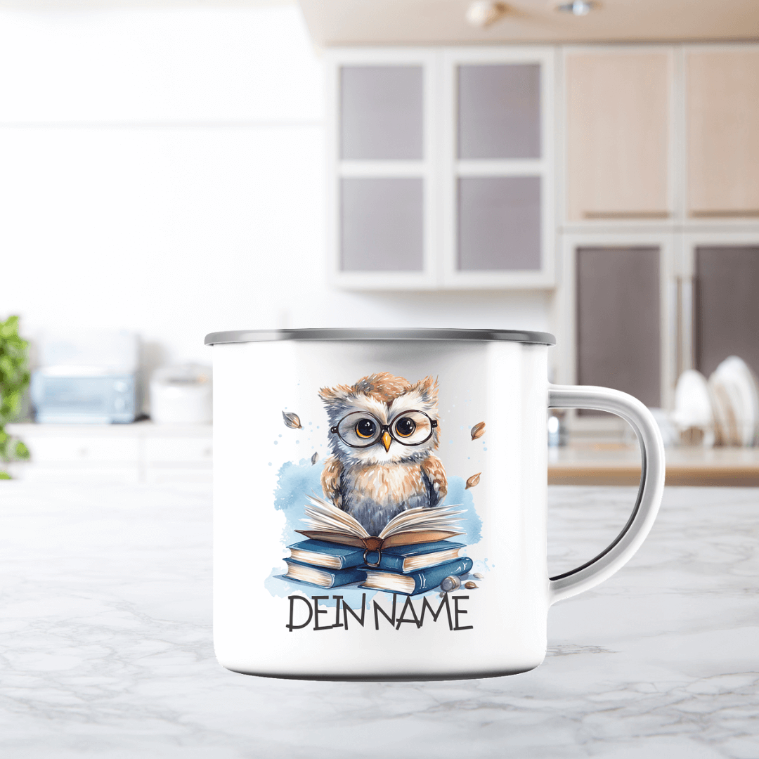 bruchfeste Emaille Tasse "Eule" - Babyccinotasse - 300ml - Geburtstag I Baby I Kleinkind I €16.95 I personalisierte Geschenke mit Herz I Meldivina Design I Einzigartiges für dich und deine Liebsten