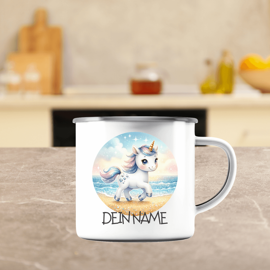 bruchfeste Emaille Tasse "Einhorn" - Babyccinotasse - 300ml - Geburtstag I Baby I Kleinkind I €16.95 I personalisierte Geschenke mit Herz I Meldivina Design I Einzigartiges für dich und deine Liebsten