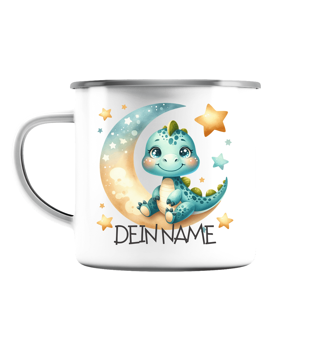 bruchfeste Emaille Tasse "Dino" - Babyccinotasse - 300ml - Geburtstag I Baby I Kleinkind I €16.95 I personalisierte Geschenke mit Herz I Meldivina Design I Einzigartiges für dich und deine Liebsten
