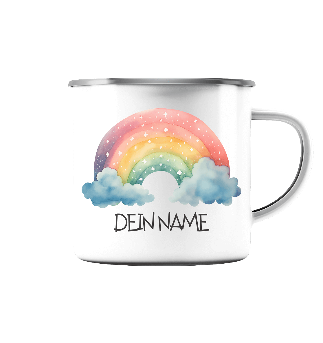 bruchfeste Emaille Tasse "Regenbogen" - Babyccinotasse - 300ml - Geburtstag I Baby I Kleinkind I €16.95 I personalisierte Geschenke mit Herz I Meldivina Design I Einzigartiges für dich und deine Liebsten