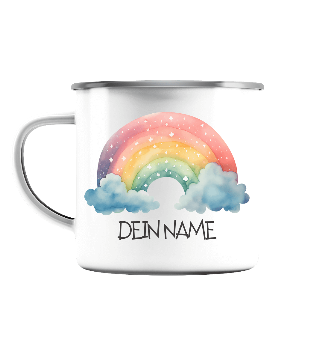 bruchfeste Emaille Tasse "Regenbogen" - Babyccinotasse - 300ml - Geburtstag I Baby I Kleinkind I €16.95 I personalisierte Geschenke mit Herz I Meldivina Design I Einzigartiges für dich und deine Liebsten