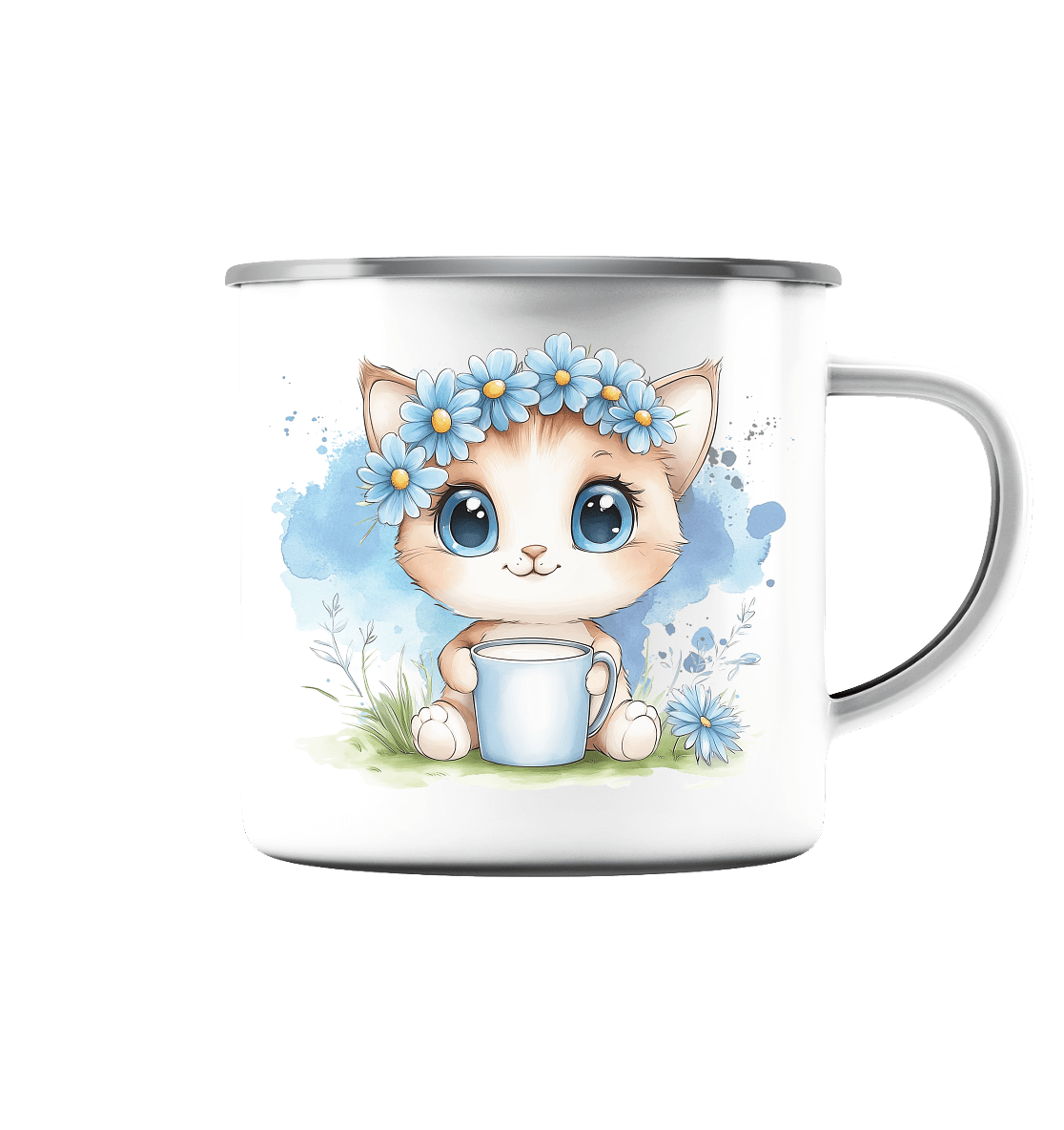 Babyccino Kakao Milch Tee Tasse "Katze" für Kleinkinder und Kinder aus Emaille oder Keramik - Geburtstag I Kindergarten I Schule - Emaille Tasse (300ml) €16.95 Sippy Cups Trinkgefäße Meldivina Design Baby Shower Geschenk,Babyccino Tasse,bruchfeste Tasse f