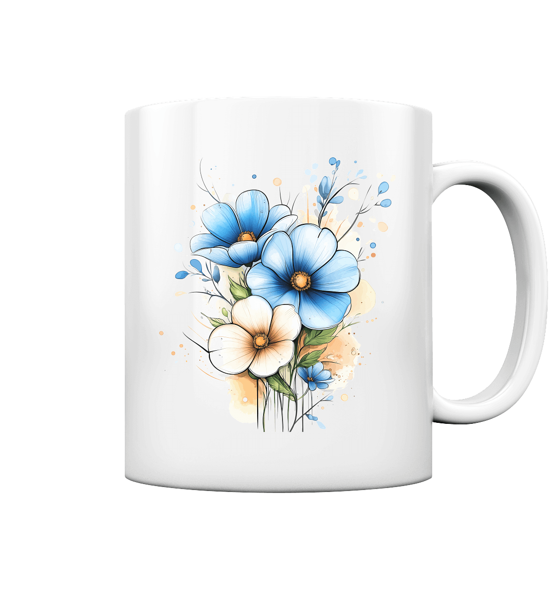 Cappuccino Kaffee Tee Tasse "Blumen" für für Mama Papa Oma Opa - passend zur Kindertasse - aus Keramik (330ml) €16.95 Mugs Trinkgefäße Meldivina Design Aquarell Blumen Tasse,Aquarell Mandala Tasse,Baby Shower Geschenk,Cappuccino Tasse für Mama,Cappuccino