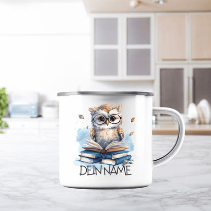 bruchfeste Emaille Tasse "Eule" - Babyccinotasse - 300ml - Geburtstag I Baby I Kleinkind I €16.95 I personalisierte Geschenke mit Herz I Meldivina Design I Einzigartiges für dich und deine Liebsten