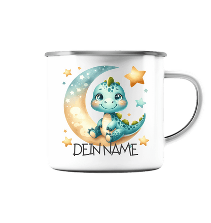 bruchfeste Emaille Tasse "Dino" - Babyccinotasse - 300ml - Geburtstag I Baby I Kleinkind I €16.95 I personalisierte Geschenke mit Herz I Meldivina Design I Einzigartiges für dich und deine Liebsten