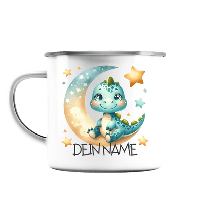 bruchfeste Emaille Tasse "Dino" - Babyccinotasse - 300ml - Geburtstag I Baby I Kleinkind I €16.95 I personalisierte Geschenke mit Herz I Meldivina Design I Einzigartiges für dich und deine Liebsten