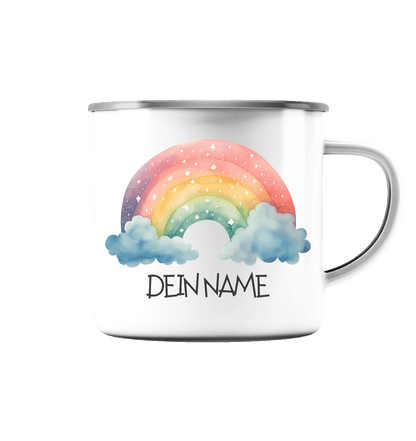 bruchfeste Emaille Tasse "Regenbogen" - Babyccinotasse - 300ml - Geburtstag I Baby I Kleinkind I €16.95 I personalisierte Geschenke mit Herz I Meldivina Design I Einzigartiges für dich und deine Liebsten