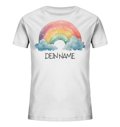 Kids T-Shirt "Regenbogen" aus Bio-Baumwolle mit Name personalisiert - Geburtstag I Kindergarten I Schule I €23.95 I personalisierte Geschenke mit Herz I Meldivina Design I Einzigartiges für dich und deine Liebsten